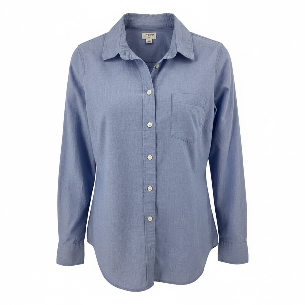 J.Crew Re-Imagined Blue Chambray Button Down Shirt Womens Size S Long Sleeve - Picture 1 of 9